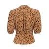 Leopard Print Ruffles Vintage Puff Sleeve Casual Shirt - Image 5