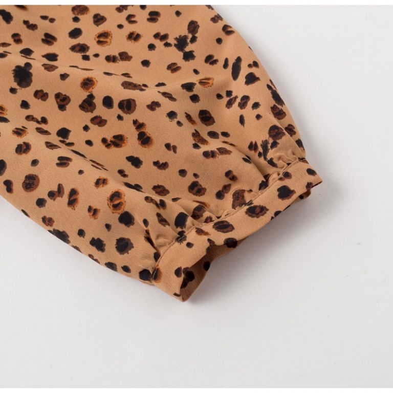 Leopard Print Ruffles Vintage Puff Sleeve Casual Shirt - Image 8