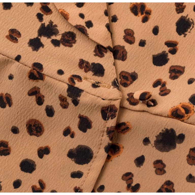 Leopard Print Ruffles Vintage Puff Sleeve Casual Shirt - Image 9