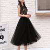 Flowers Embroidered Tea Length Party Dresses - Image 3