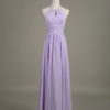 Long Halter Backless Cut Out Ruched Chiffon A Line Wedding Party Bridesmaid Dress - Image 11