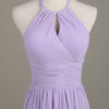 Long Halter Backless Cut Out Ruched Chiffon A Line Wedding Party Bridesmaid Dress - Image 14