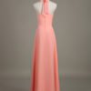 Long Halter Backless Cut Out Ruched Chiffon A Line Wedding Party Bridesmaid Dress - Image 16