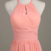 Long Halter Backless Cut Out Ruched Chiffon A Line Wedding Party Bridesmaid Dress - Image 17