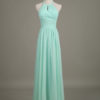 Long Halter Backless Cut Out Ruched Chiffon A Line Wedding Party Bridesmaid Dress - Image 19