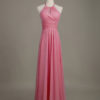 Long Halter Backless Cut Out Ruched Chiffon A Line Wedding Party Bridesmaid Dress - Image 23