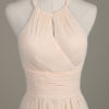 Long Halter Backless Cut Out Ruched Chiffon A Line Wedding Party Bridesmaid Dress - Image 6