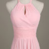 Long Halter Backless Cut Out Ruched Chiffon A Line Wedding Party Bridesmaid Dress - Image 9