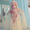 Long Sleeve Homecoming Flowers Embroidered Rhinestones Beaded Floor Length Dress - Image 3