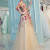 Long Sleeve Homecoming Flowers Embroidered Rhinestones Beaded Floor Length Dress - Image 4