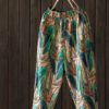 Loose Floral Print Elastic Waist Side Pockets Trousers Pants - Image 2