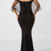 Maxi Dresses 3/4 Length Sleeves Bateau Neck Studded Layered Polyester Long Dress - Image 3