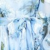 Maxi Dresses Long Sleeves Floral Print Jewel Neck Lace Up Polyester Long Dress - Image 4