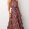 Maxi Dresses Sleeveless Printed Jewel Neck Polyester Long Dress