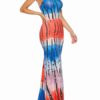Maxi Dresses Sleeveless Printed Jewel Neck Polyester Long Dress - Image 2
