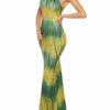 Maxi Dresses Sleeveless Printed Jewel Neck Polyester Long Dress - Image 5