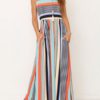Maxi Dresses Sleeveless Stripes Jewel Neck Cotton Blend Floor Length Dress - Image 3