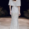 Mermaid Illusion Neckline Floor Length Half Sleeves Zipper Pleated Sequined Pageant Dresses - Image 4