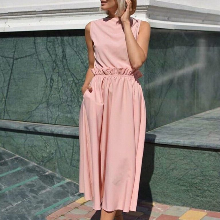 Plus Size Ruffles Sleeveless Casual Midi Dress - Image 2