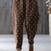 Polka Dot Print Elastic Waist Corduroy Pants - Image 3