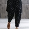 Polka Dot Print Elastic Waist Corduroy Pants - Image 5