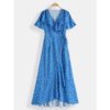 Polka Dot Print V-neck Beach Holiday Causal Maxi Dress