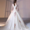 Quinceanera Embroidered Pearls Beaded Long Sleeve V Neck Princess Pageant Dresses - Image 4
