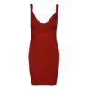 Sexy Deep V Sleeveless Rust Rib Rayon Bodycon Dress