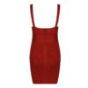 Sexy Deep V Sleeveless Rust Rib Rayon Bodycon Dress - Image 2