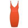 Sexy Deep V Sleeveless Rust Rib Rayon Bodycon Dress - Image 5