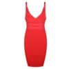 Sexy Deep V Sleeveless Rust Rib Rayon Bodycon Dress - Image 9