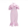 Sexy Mid Calf Club Halter Ruffles Bodycon Bandage Dress - Image 2