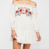 Sexy Skater Bateau Neck Long Sleeves Embroidered Bohemian Flared Dresses - Image 4