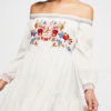 Sexy Skater Bateau Neck Long Sleeves Embroidered Bohemian Flared Dresses