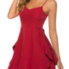 Sexy Skater Cotton Blend Straps Neck Sexy Sleeveless Flared Dresses