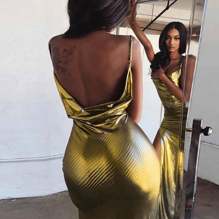 Sexy Sleeveless Cross Backless Slim Bodycon Slit Party Dress - Image 8