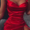 Sexy Sleeveless Cross Backless Slim Bodycon Slit Party Dress