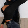 Sexy Top Long Sleeve High Collar Polyester Holiday Shirt - Image 5