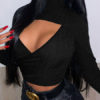 Sexy Top Long Sleeve High Collar Polyester Holiday Shirt - Image 6