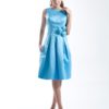 Short Bridesmaid Dress Round Neck Prom Dress Pleated A Line Knee Length Party Dress