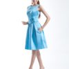 Short Bridesmaid Dress Round Neck Prom Dress Pleated A Line Knee Length Party Dress - Image 2