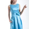 Short Bridesmaid Dress Round Neck Prom Dress Pleated A Line Knee Length Party Dress - Image 6
