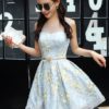 Sweetheart Neckline Illusion Keyhole Embroidered Cocktail Dress