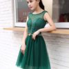 Short Homecoming Dresses Tulle Illusion Sash Mini Cocktail Dresses - Image 3