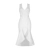 Split Elastic Fit And Flare Fall Tight Bodycon Midi Dress - Image 2
