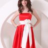 Strapless A-line Bow Satin Bridesmaid Dress - Image 5