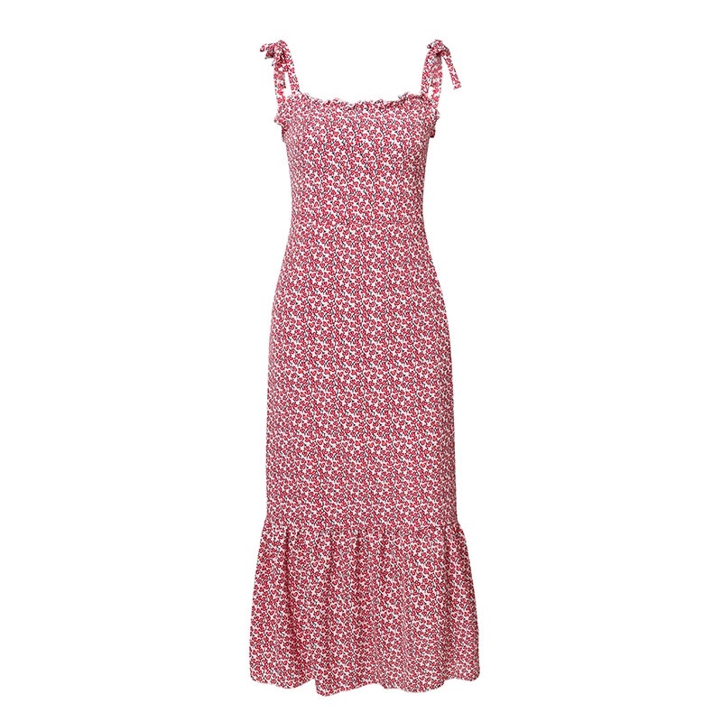 Strapless Printed Casual Twist Ruffles Beach Dress - Image 4