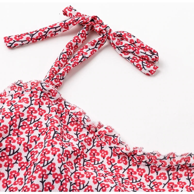 Strapless Printed Casual Twist Ruffles Beach Dress - Image 6