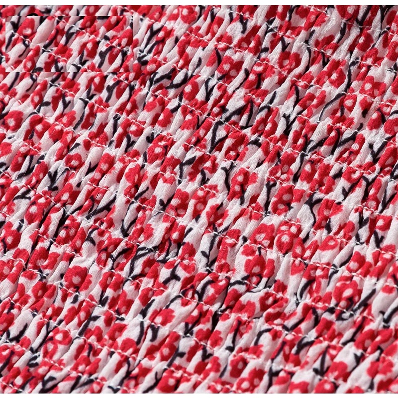 Strapless Printed Casual Twist Ruffles Beach Dress - Image 8