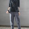 Striped High Waist Long Harem Pants Loose Trousers - Image 4